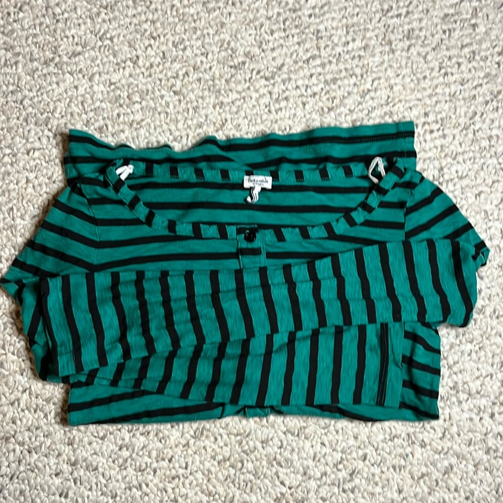 Splendid Women's Green & Black Striped Long Sleeve Shirt